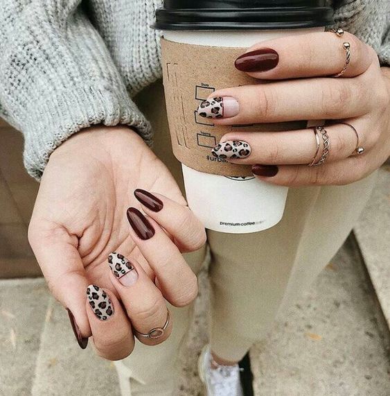 леопардовый рисунок на ногтях